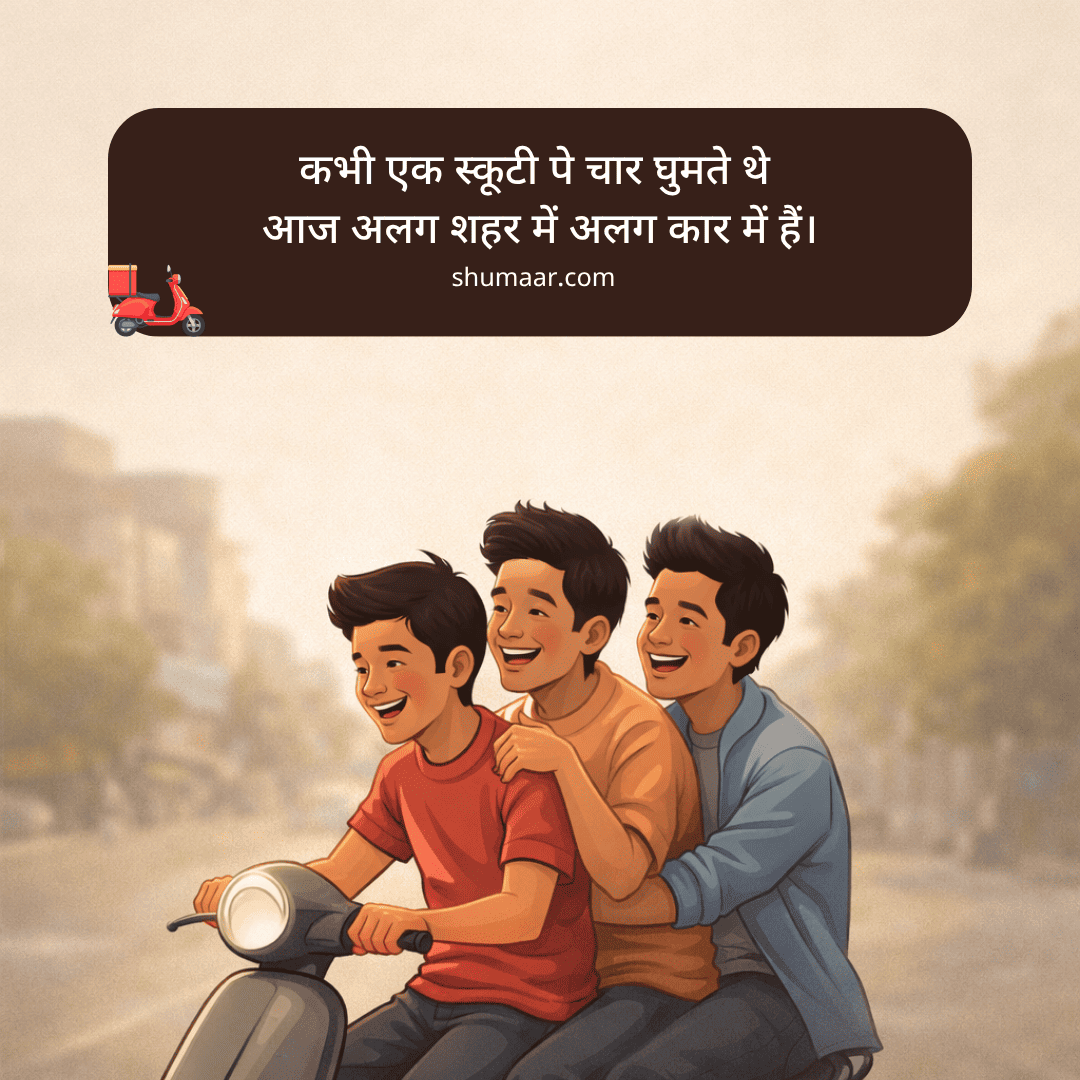 कभी एक स्कूटी पे चार घूमते थे, — dosti shayari hindi